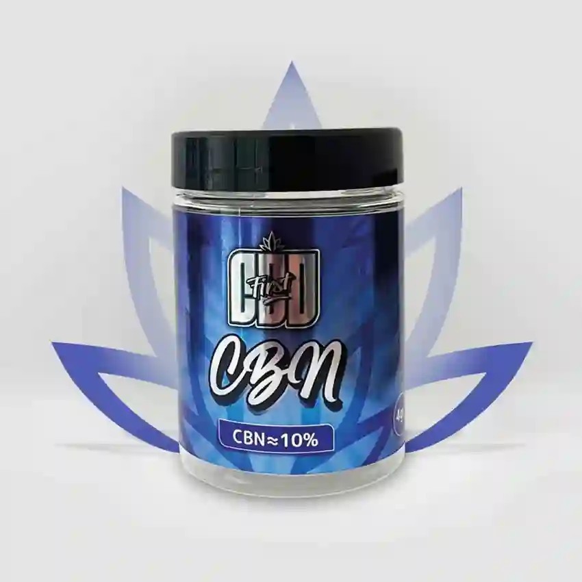 CBN Flower 10% from CBD First brand in a jar