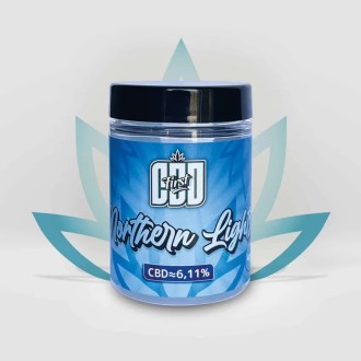 Northern Lights CBD Flower 6.11% from CBD First in a jar