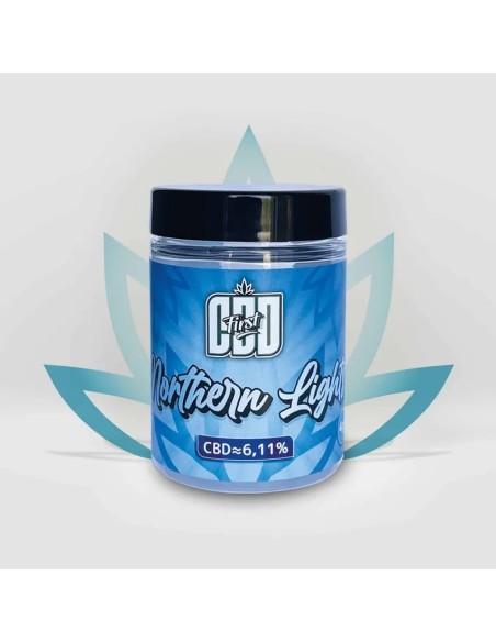 Northern Lights CBD Flower 6.11% from CBD First in a jar