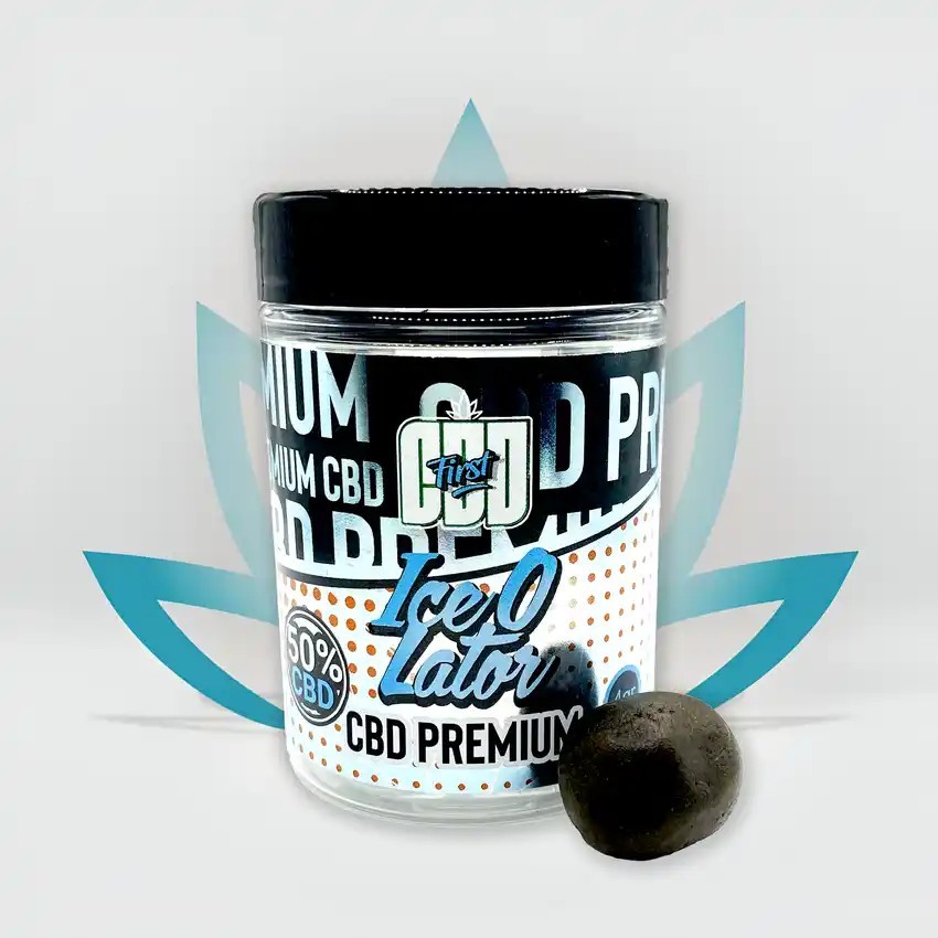 Ice O Lator 50% CBD resin in a jar from the CBD First brand