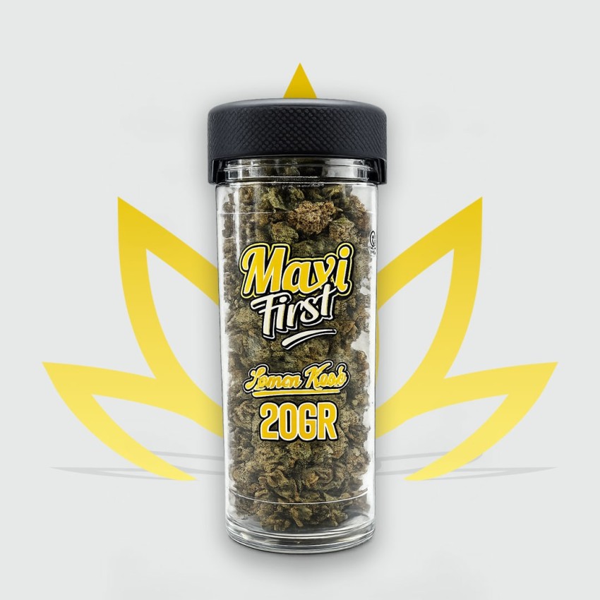 20g jar of Lemon Kush CBD flowers from the Maxi First range by CBD First