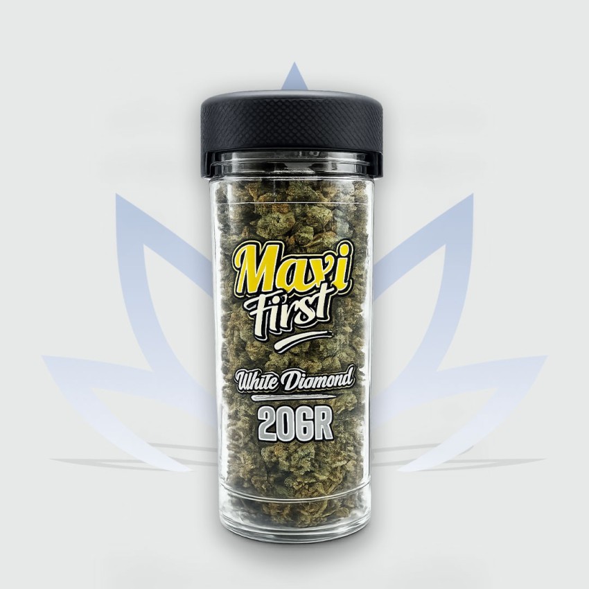 20g jar of White Diamond CBD flowers from the Maxi First range by CBD First