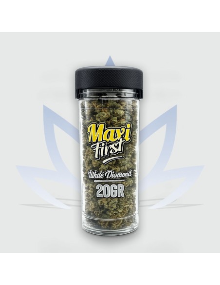 20g jar of White Diamond CBD flowers from the Maxi First range by CBD First
