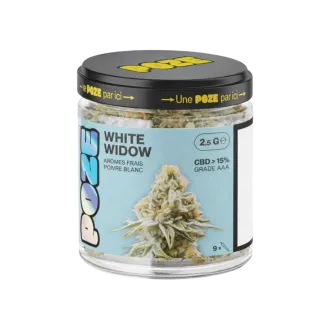Pot de 2,5g fleur de CBD White widow de la marque Poze