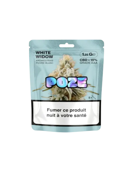 Sachet de 1,25g fleur de CBD White widow de la marque Poze