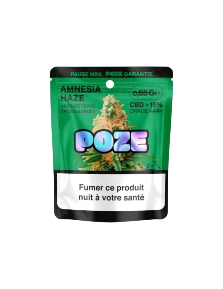 Sachet de 0,65g fleur de CBD Amnesia Haze de la marque Poze