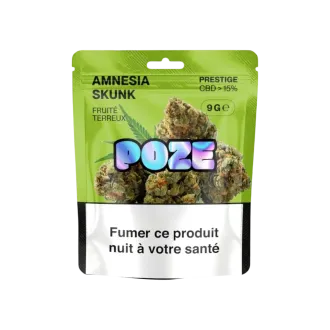 1.25g bag of Amnesia Skunk CBD flowers from the Poze brand