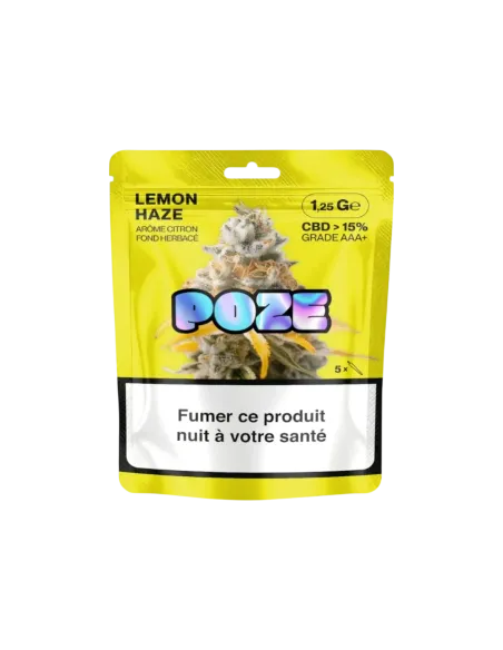 1.25g jar of Lemon Haze CBD flower from the Poze brand