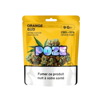 Sachet de 1,25g fleur de CBD Orange Bud de la marque Poze
