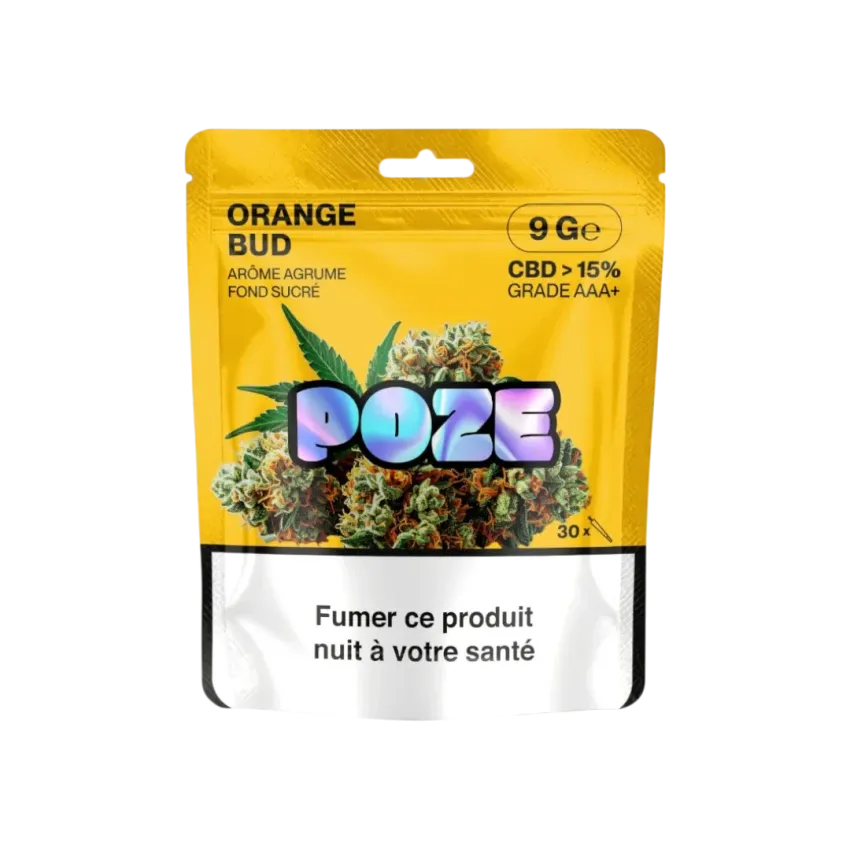 1.25g bag of Orange Bud CBD flowers from the Poze brand