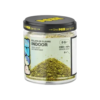 Pot de 5g d'éclats de fleurs de CBD Trim de la marque Poze