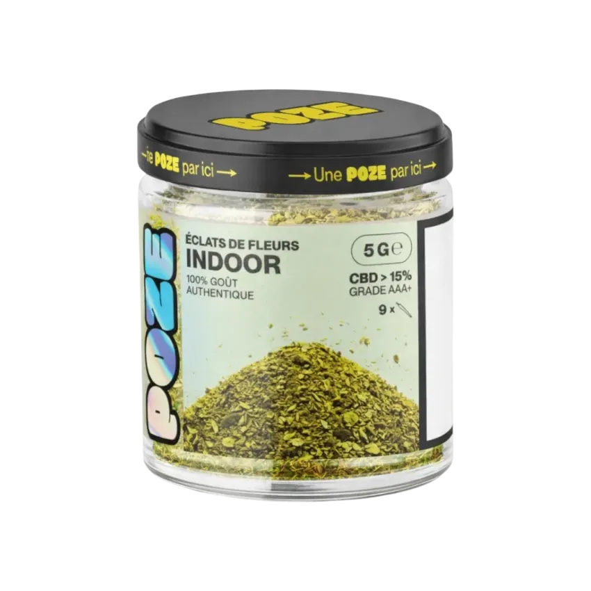 5g jar of CBD Trim flower shavings from the Poze brand