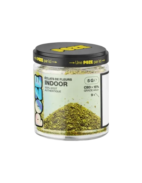 Pot de 5g d'éclats de fleurs de CBD Trim de la marque Poze