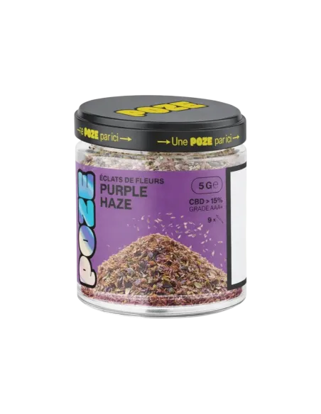 Pot de 5g d'éclats de Purple Haze de CBD Trim de la marque Poze