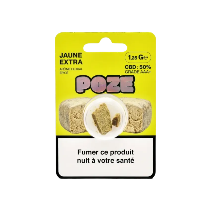 Pack de 1,25g de résines de CBD Jaune extra de la marque Poze