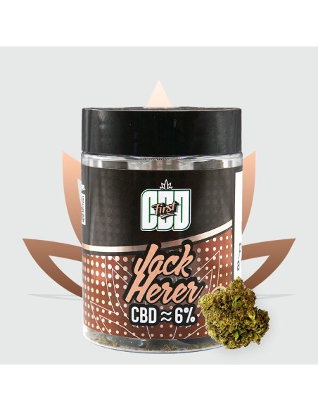 Nouveau Format - Fleur de CBD Jack Herer 6,03% de la marque CBD First en pot