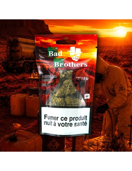 An 8g bag of Amnesia Haze from Bad Brothers