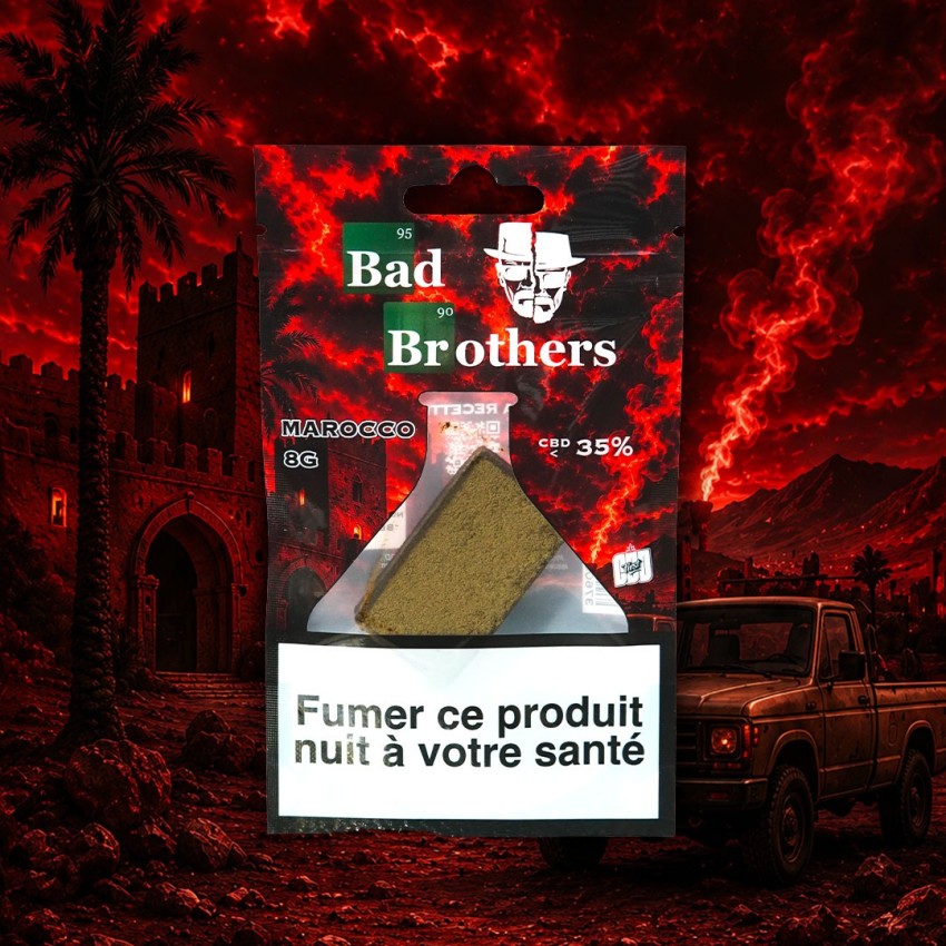 8g sachet of Marocco CBD resin from the Bad Brothers range by CBD First