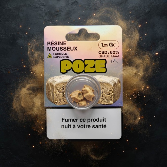 Mousseux Poze : La Résine CBD à 60% de CBD | Travers-Shop